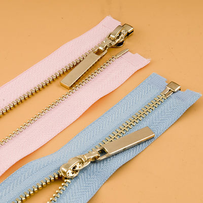Kim loại bền Zipper vàng răng kẽm hợp kim loại mở quần áo phụ kiện