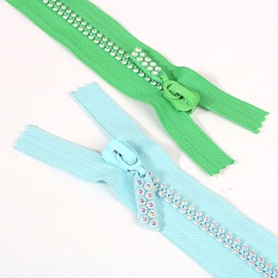 Green Double Row #3 #5 #8 #10 Diamond Zippers Teeth Run Smoothly (Mặt bằng kim cương)